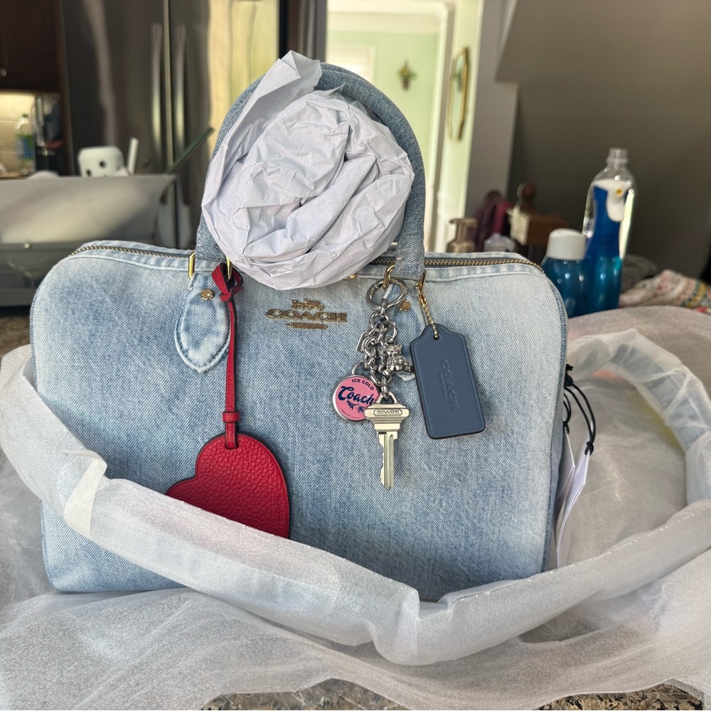 Coach Loved Denim Large Rowan Satchel AS SHOWN!! - Picture 8 of 10